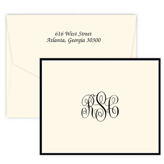 Classic Monogram Border Folded Note Cards